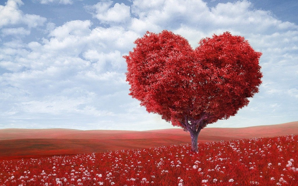 red tree love heart