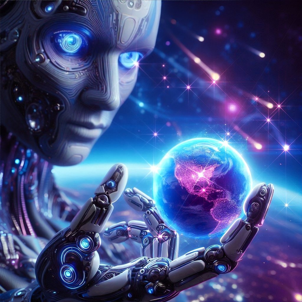 robot holding the world, artificial intelligence, 