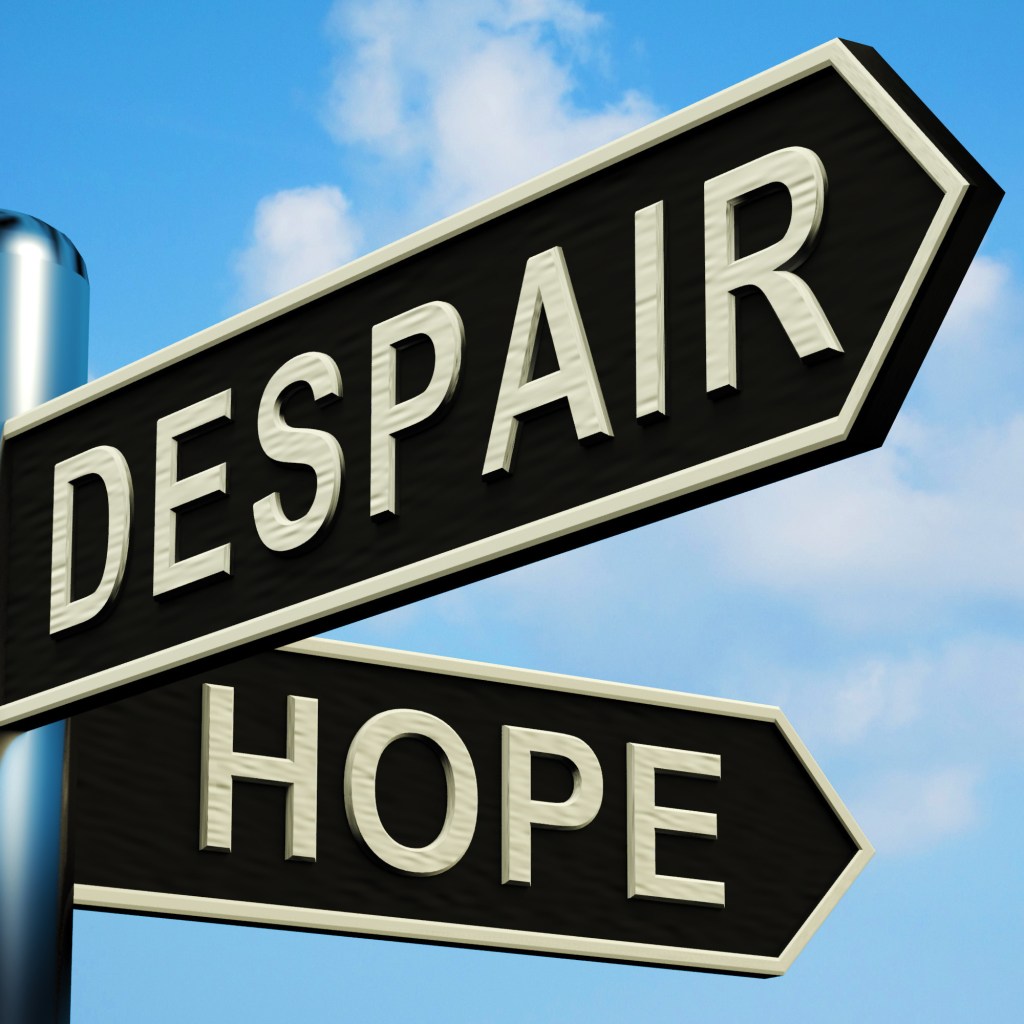 Despair Or Hope Directions On A Metal Signpost